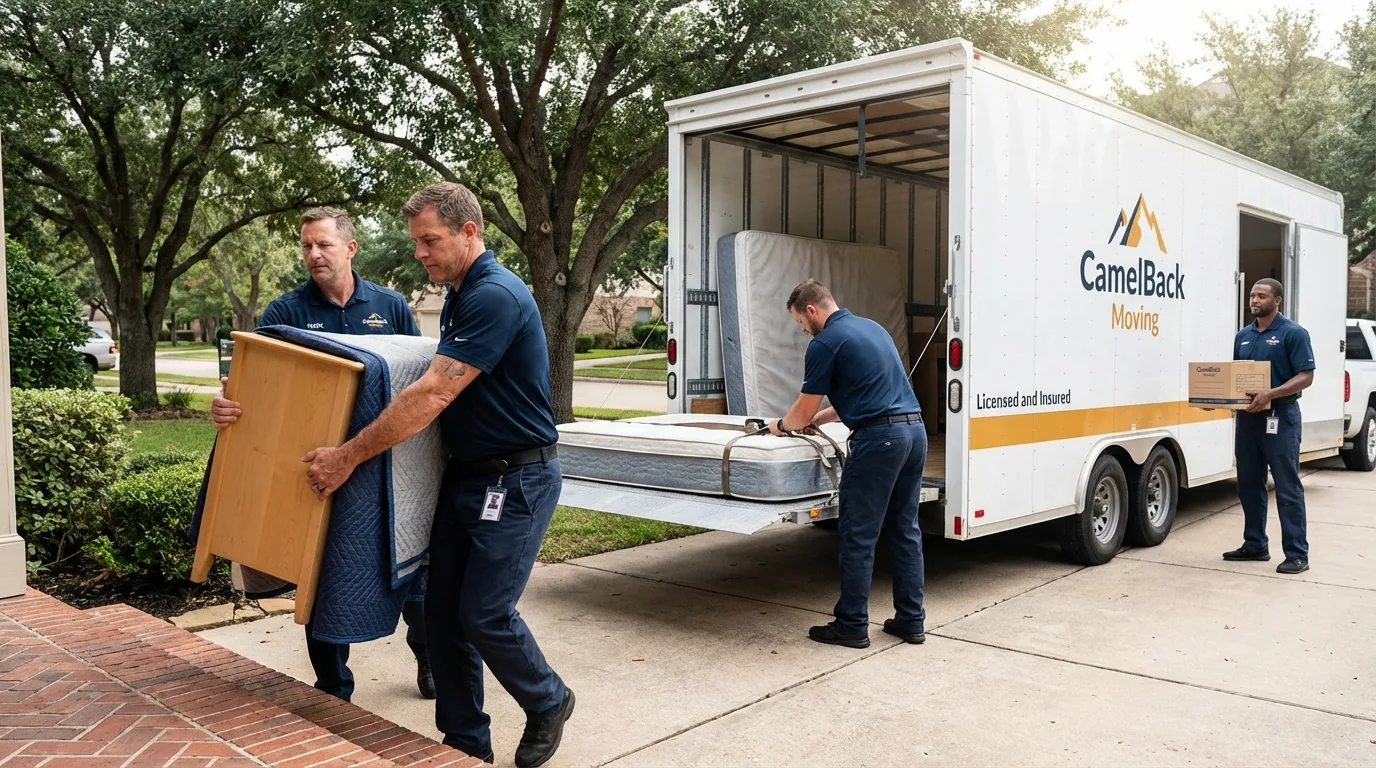Crew loading residential truck for cross-state move from Ukiah, CA